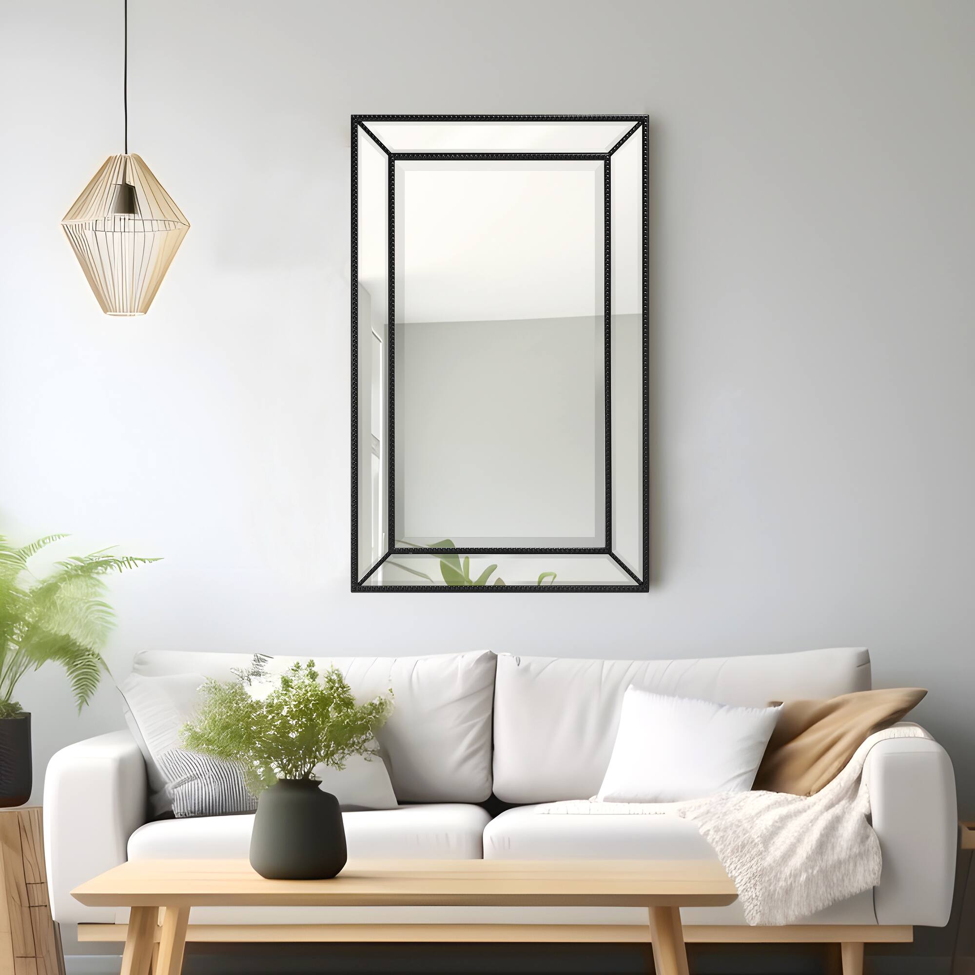 Head West Black Metro Beaded Glass Framed Vanity Mirror